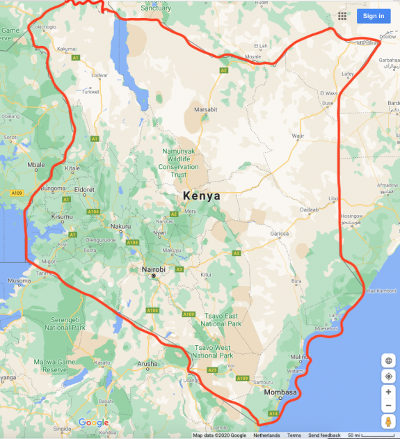 kaart Kenya